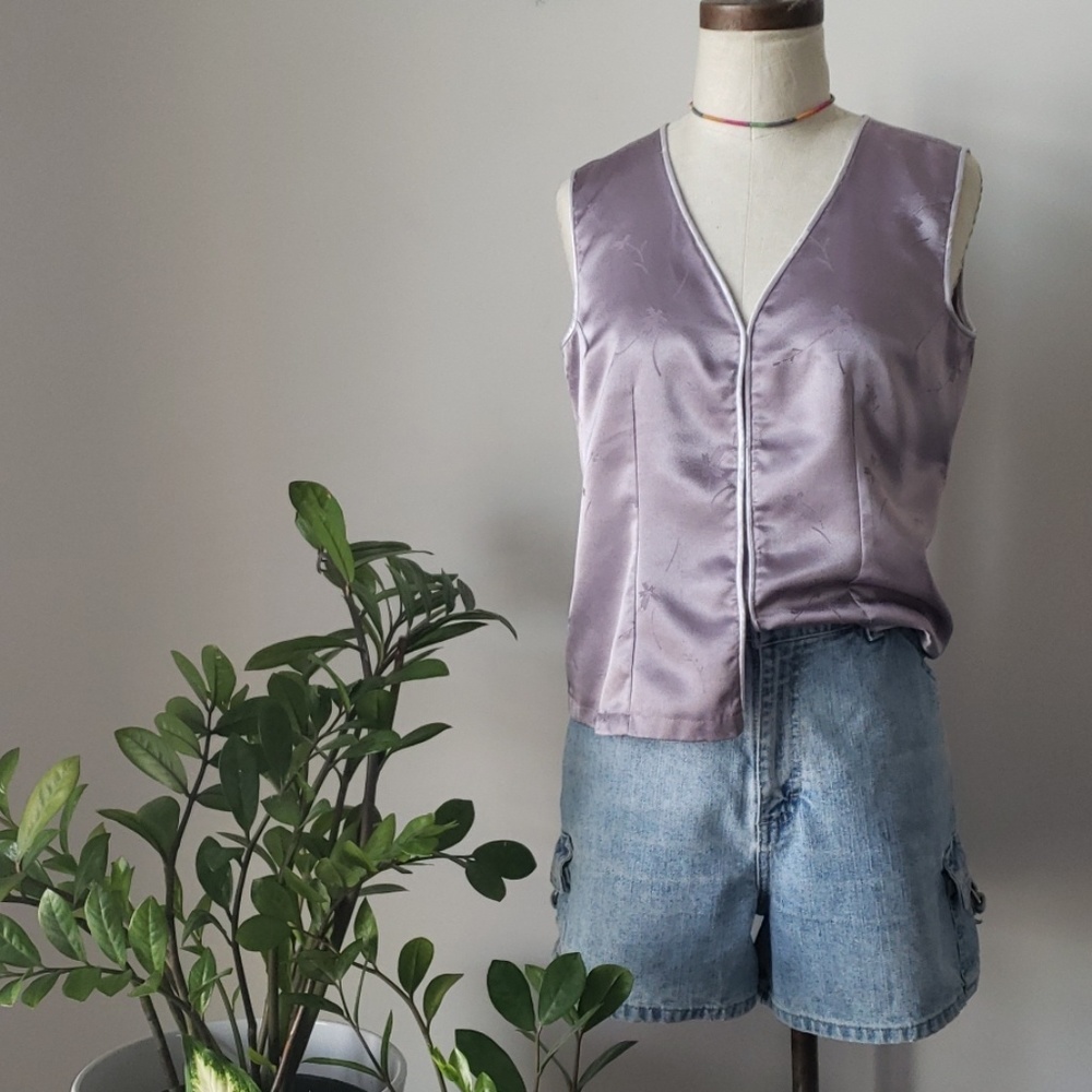 Handmade Asian Satin Lilac Top